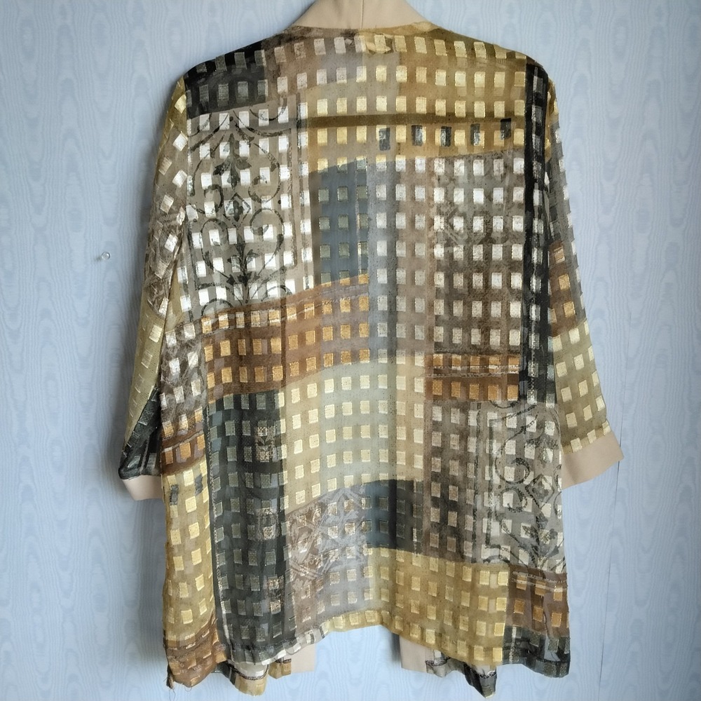 Vtg Dani Max Women's 14 Sheer Burnout Open Topper Cardigan Boho Lagenlook - Picture 3 of 7